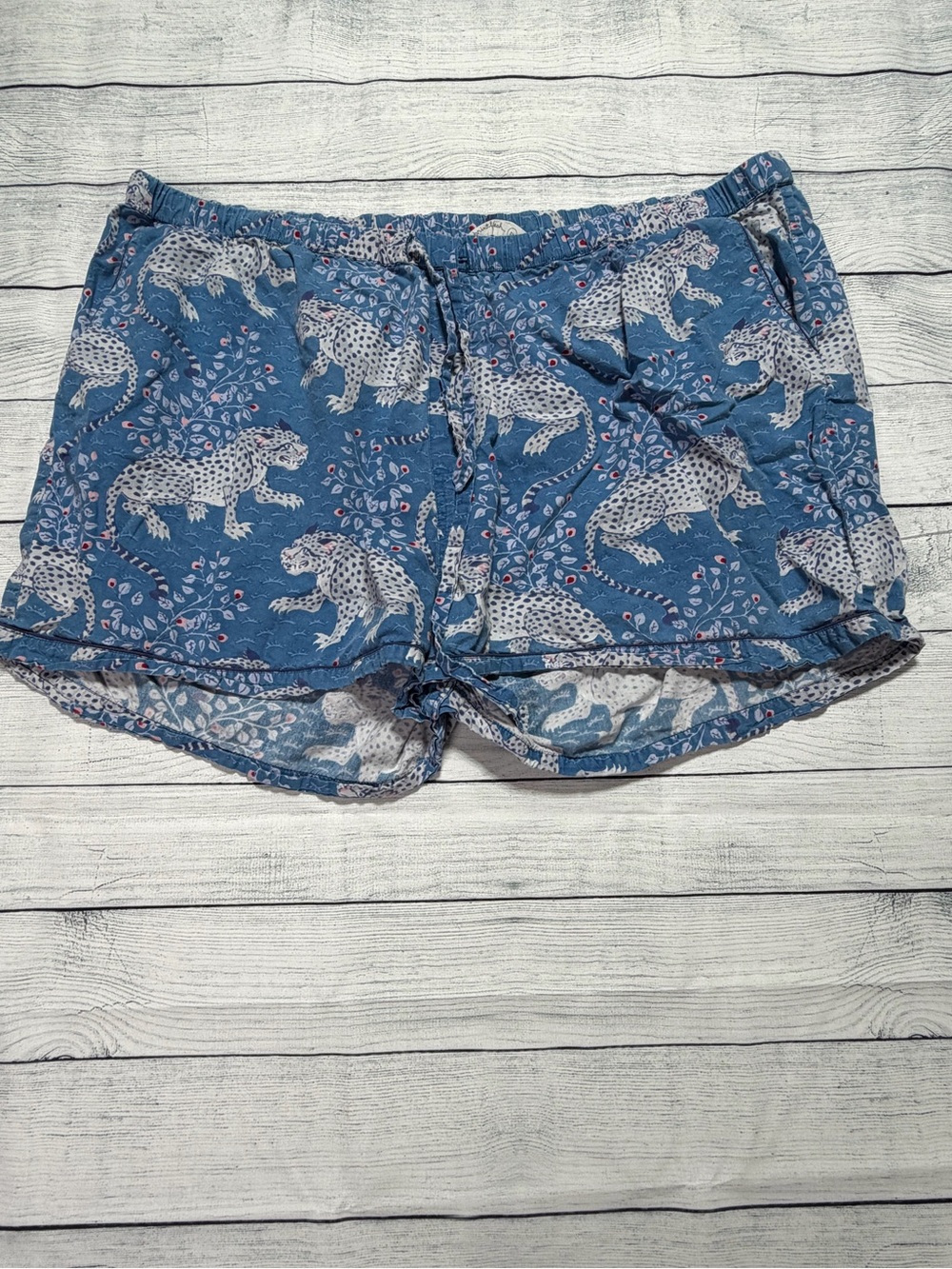 Printfresh Anthropologie Blue Jaguar Pajama Shorts 2X Cotton Comfy Loungewear